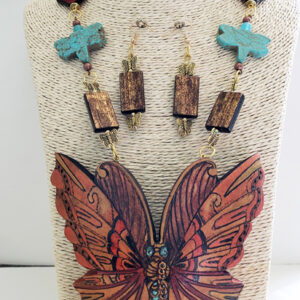 Desert Butterfly Gourd Shard Necklace Set