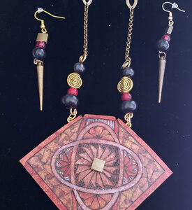 “Red Lantern” Gourd Shard Necklace Set