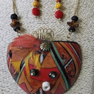 Red Dazzle Mask Gourd Shard Necklace