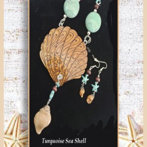 “Turquoise Sea Shell” Gourd Shard Necklace Set