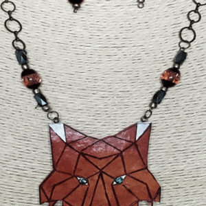 Little Fox Face Gourd Shard Necklace Set