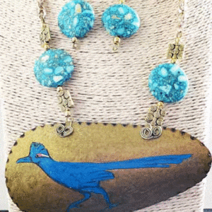 Blue Roadrunner Gourd Shard Necklace Set