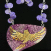 Gold Bird on Purple Gourd Shard Necklace Set - Image 5