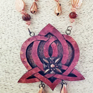 Copper Cactus Flower Gourd Shard Necklace Set