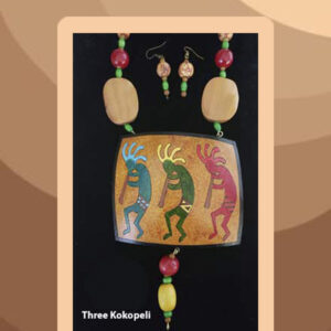 Three Kokopeli Gourd Shard Necklace Set