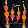 Red Butterfly Flower Gourd Shard Necklace Set - Image 3