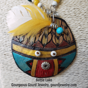 “Yellow Feather Mask” Gourd Shard Necklace Set