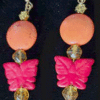 Red Butterfly Flower Gourd Shard Necklace Set - Image 4