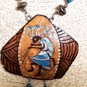 Dancing Kokopelli Gourd Shard Necklace Set