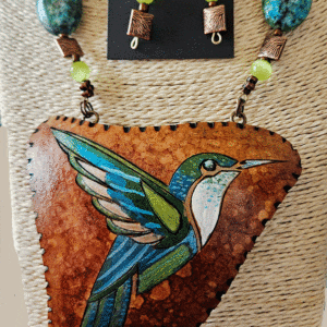 Blue-Green Hummer Gourd Shard Necklace Set