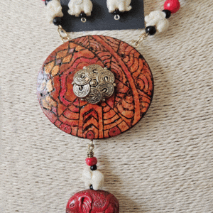 Magic Red Elephant Gourd Shard Necklace Set