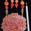 Red Butterfly Flower Gourd Shard Necklace Set - Image 5