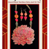 Red Butterfly Flower Gourd Shard Necklace Set - Image 7