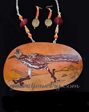 Wild Roadrunner Gourd Shard Necklace Set