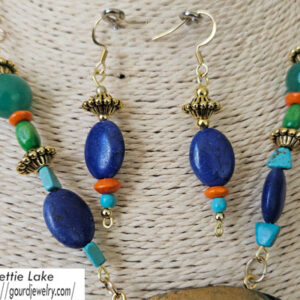 Blue Hummingbird in the Morning Sun Gourd Shard Necklace Set