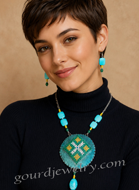 Pin Pattern Gourd Shard Necklace Set