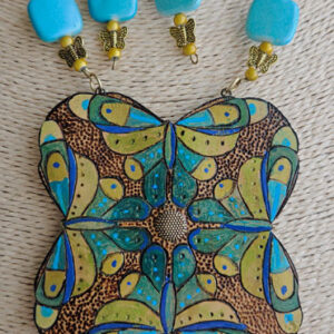 Butterfly Mandala Gourd Shard Necklace Set