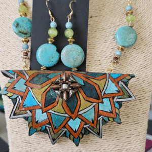 Turquoise Star Flower Gourd Shard Necklace Set