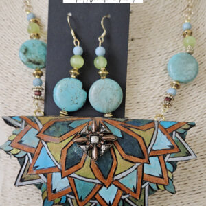 Turquoise Star Flower Gourd Shard Necklace Set