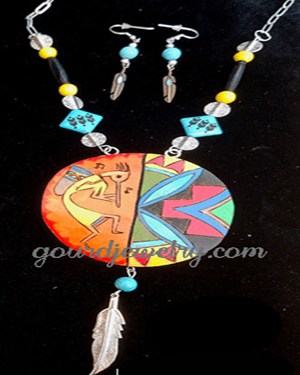 Kokopelli Impressions Gourd Shard Necklace Set