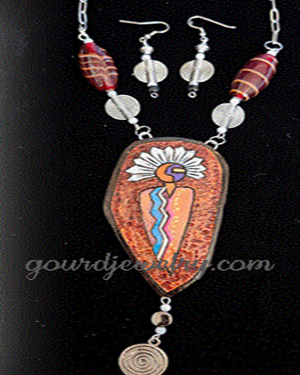 Hopi Warrior Gourd Shard Necklace Set