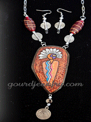 Hopi Warrior Gourd Shard Necklace Set - Image 2