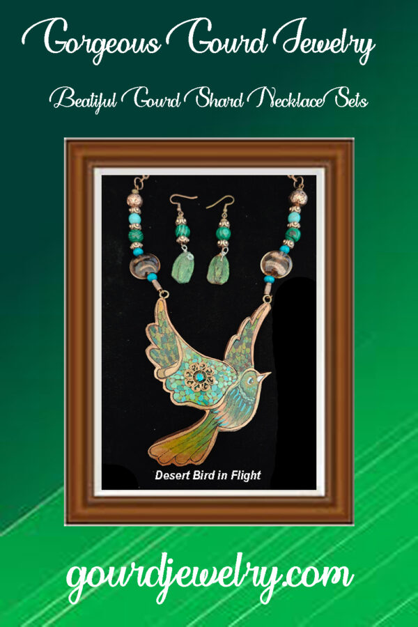 Desert Bird in Flight Gourd Shard Necklace Set - Image 5