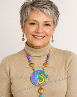 Summer Hummingbird Gourd Shard Necklace Set
