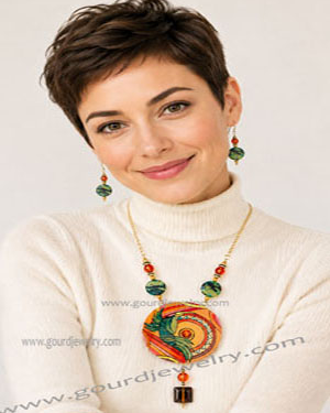 Tropical Hummingbird Gourd Shard Necklace Set