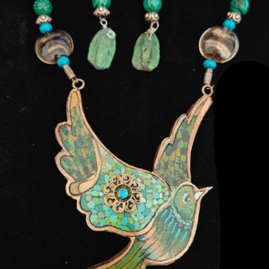 Desert Bird in Flight Gourd Shard Necklace Set