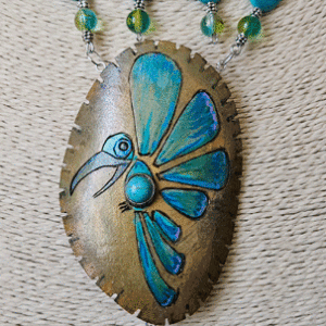 Turquoise Bird Gourd Shard Necklace Set
