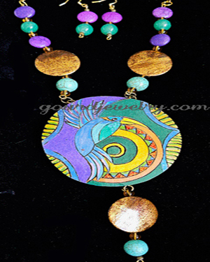 Summer Hummingbird Gourd Shard Necklace Set