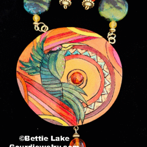 Tropical Hummingbird Gourd Shard Necklace Set