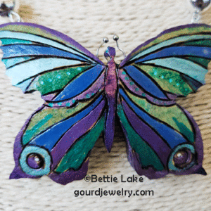Blue Glow Butterfly Gourd Shard Necklace Set