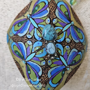 Butterfly Mandala Blue Gourd Shard Necklace Set