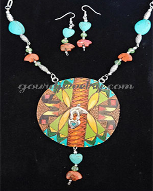 Tribal Circle Gourd Shard Necklace Set