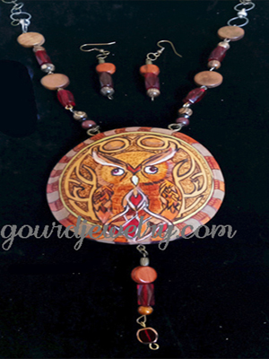 Celtic Owl Gourd Shard Necklace Set - Image 2