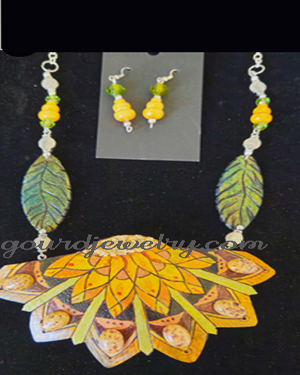 Forest Sunflower Gourd Shard Necklace Set