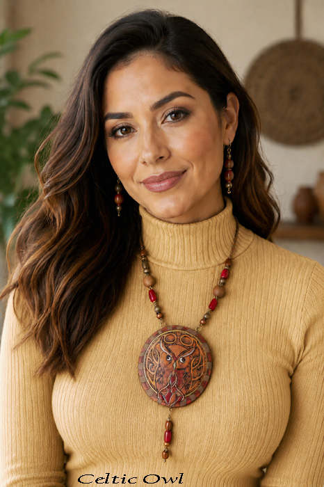 Celtic Owl Gourd Shard Necklace Set - Image 6