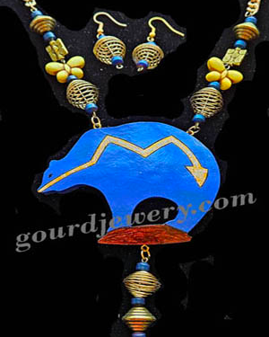 Blue Bear Gourd Shard Necklace Set