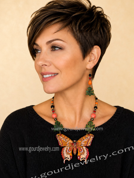 Autumn Glow Butterfly Gourd Shard Necklace Set - Image 6