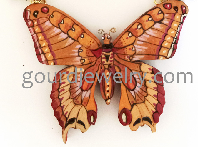 Autumn Glow Butterfly Gourd Shard Necklace Set - Image 4