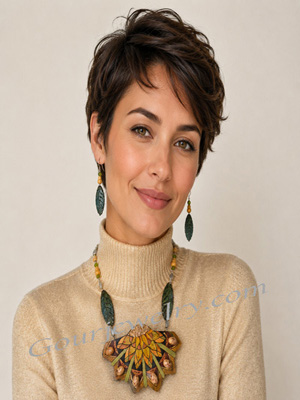 Forest Sunflower Gourd Shard Necklace Set