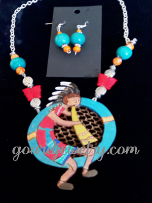 Shadowed Kokopelli Gourd Shard Necklace Set - Image 2