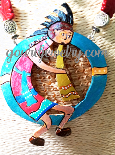 Shadowed Kokopelli Gourd Shard Necklace Set - Image 3