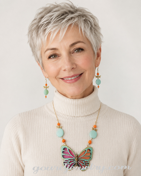 Glowing Charm Butterfly Gourd Shard Necklace Set - Image 5