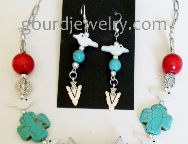 Southwest Kachina Gourd Shard Necklace Set - Image 5