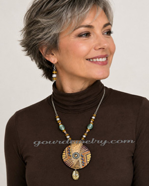 Copper Circle Gourd Shard Necklace Set