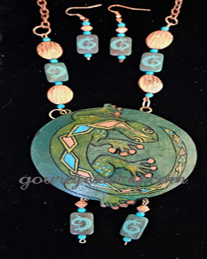 Desert Gecko Gourd Shard Necklace