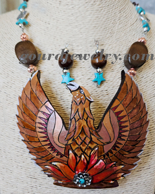 Phoenix Bird Gourd Shard Necklace Set - Image 3
